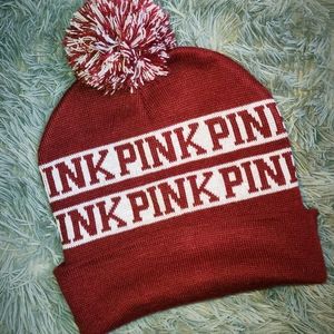 Victoria Secret Pink Knit Beanie Maroon